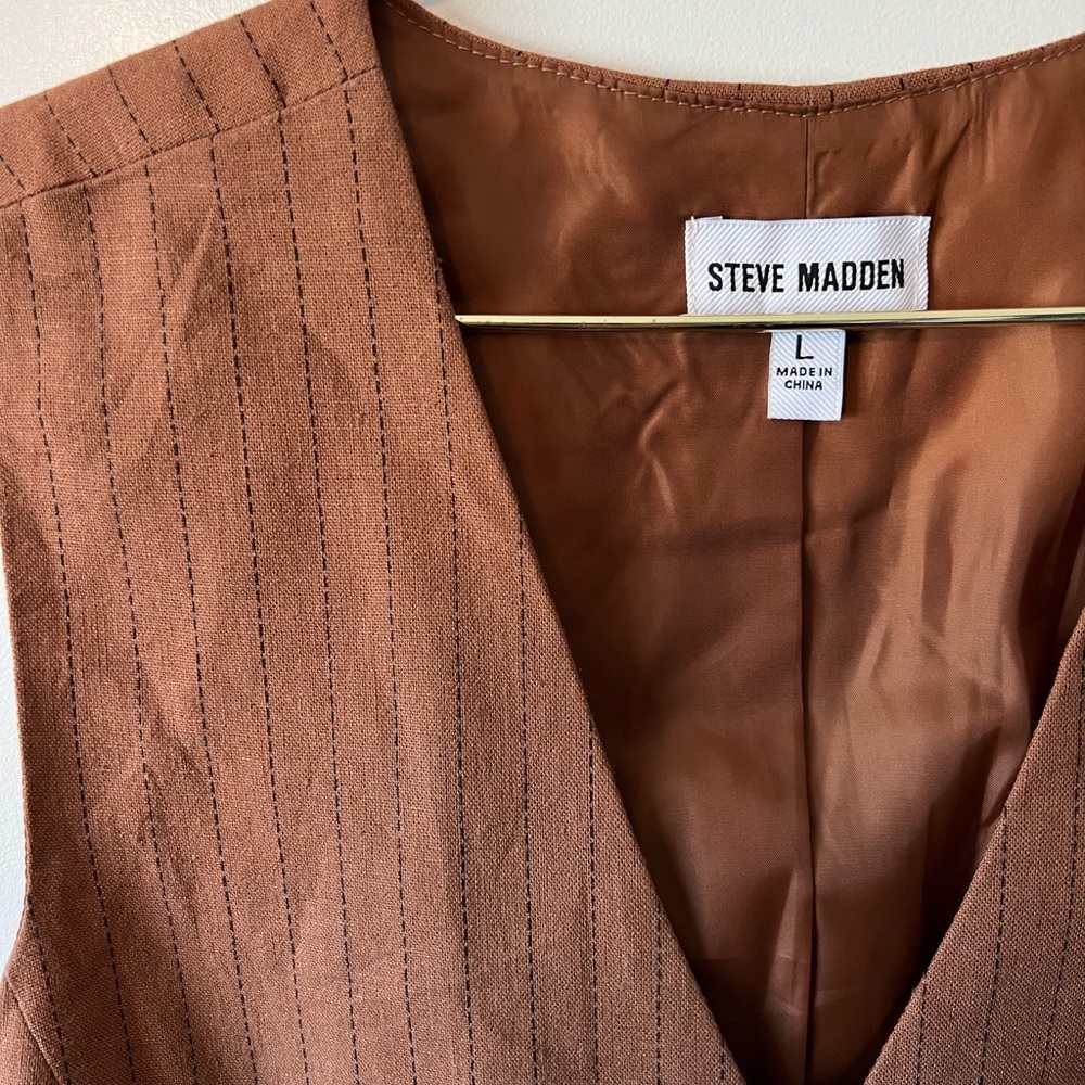 Steve Madden Rust-Brown Pinstripe Vest - Picture 2 of 3